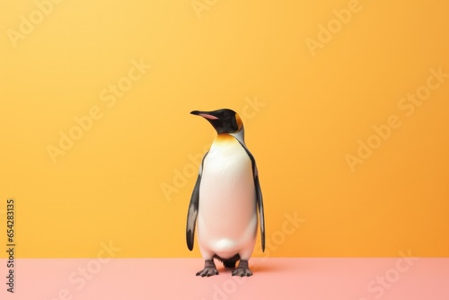 One full penguin on coloured background.
