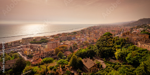 panorama of an old city in italy at the coast