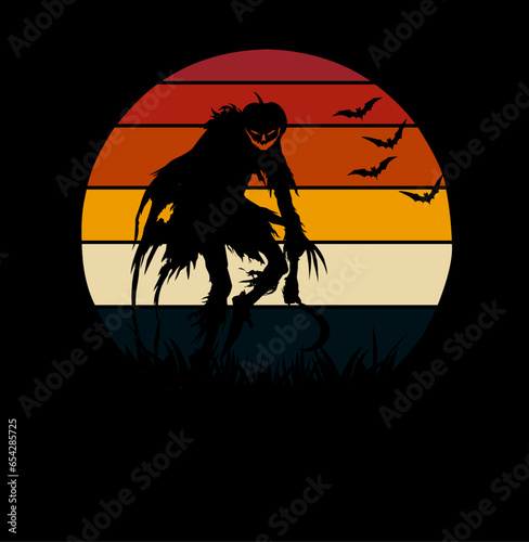  pumpkin ghost silhouette vector illustration