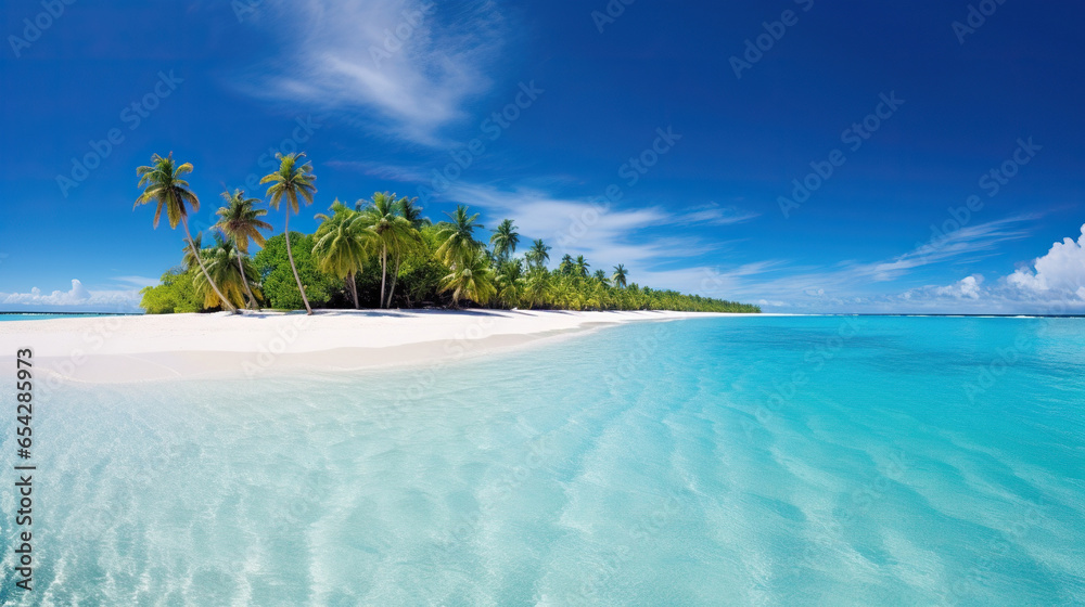 paradise tropical beach with turquoise ocean
