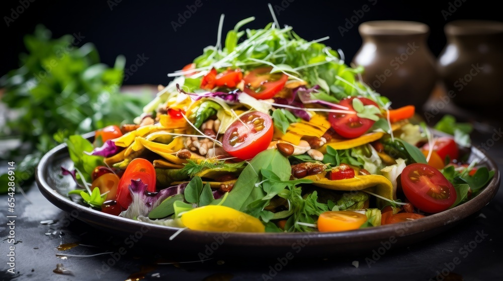 Flexitarian salad. A semi-vegetarian diet, also called a flexitarian diet, is one that is centered around plant foods and with the occasional inclusion of meat.