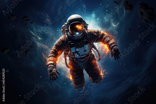 astronaut in a spacesuit in outer space  photo