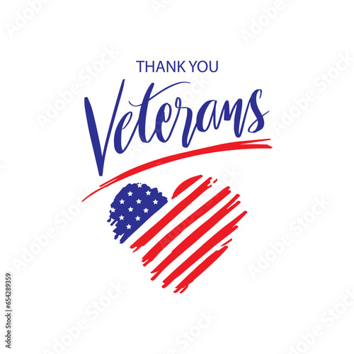 Thank you card design. Happy Veterans Day. Vector illustration. USA flag with brush strokes.