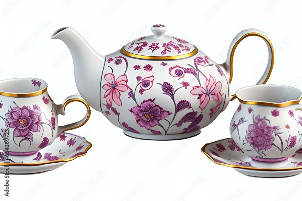 teapot and cup,white,isolated,porcelain,pot,kettle,traditional,Ai generated teapot and cup,white,isolated,porcelain,pot,kettle,traditional,Ai generated
