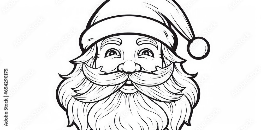 Portrait of Santa Claus. Winter Christmas black and white coloring page. Portrait of Santa Claus. Winter Christmas black and white coloring page.