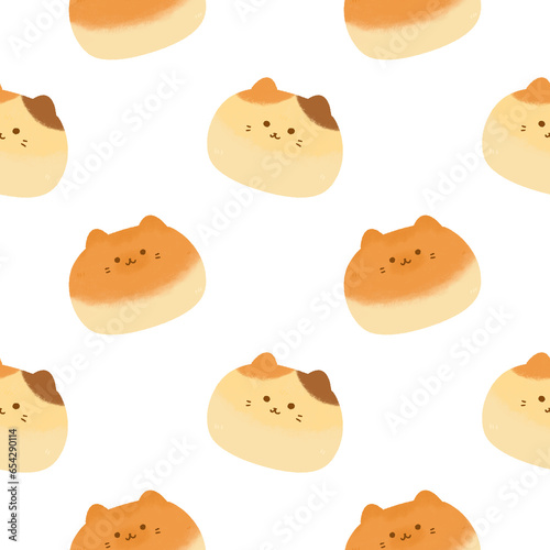 Bread Bakery Cat pattern Cute kawaii Dessert bun melon pang Cafe for baby shower ,nursery ,wallpaper ,book cover,  fabric or other printable cover
