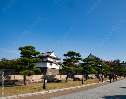 View of outer moat of Osaka castle, exterior outer walls of Osaka castle, Japan