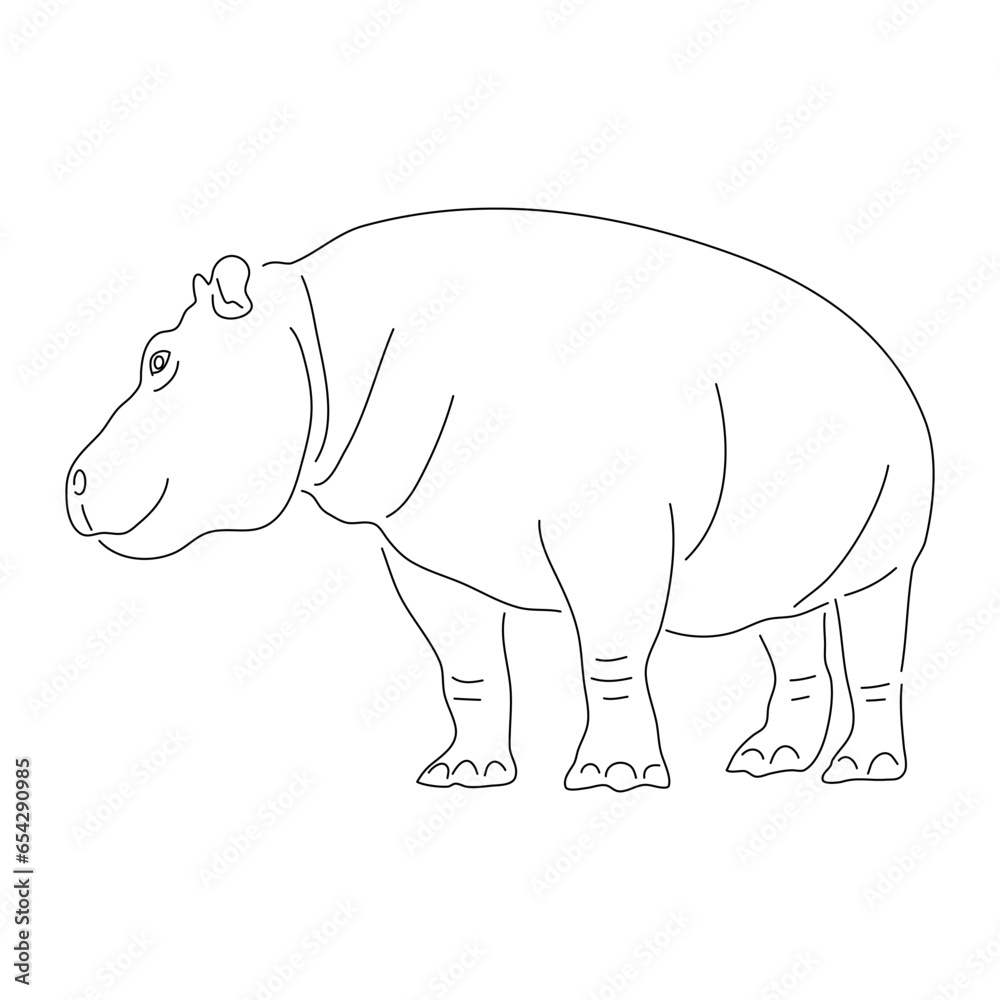 Hand-drawn Hippopotamus. Vector editable stroke. Hand-drawn Hippopotamus. Vector editable stroke.