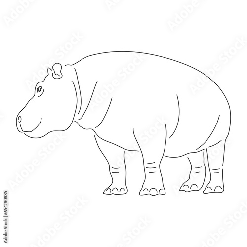 Hand-drawn Hippopotamus. Vector editable stroke.