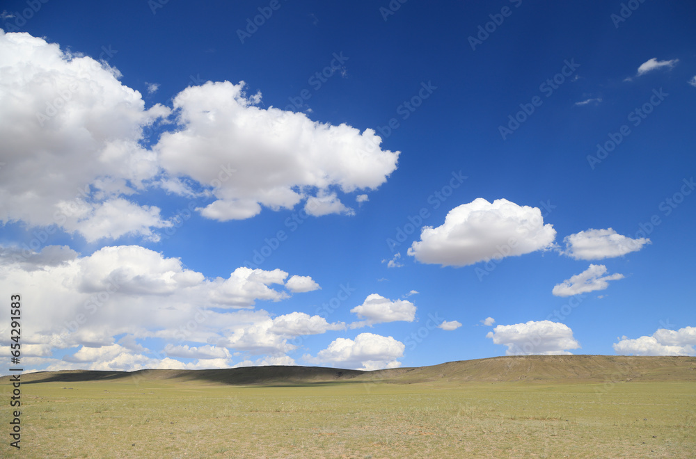 Fototapeta premium The fascinating steppe of Mongolia with its skies