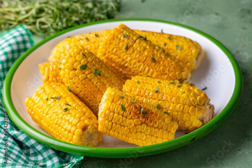 Sweet boiled corn, grilled ...