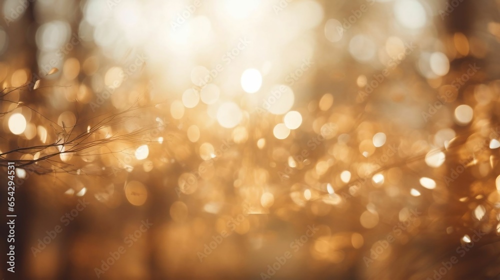Abstract photo: light burst among trees, golden bokeh Abstract photo: light burst among trees, golden bokeh