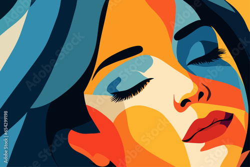 Retro artistic abstract portrait poster vector artwork background
