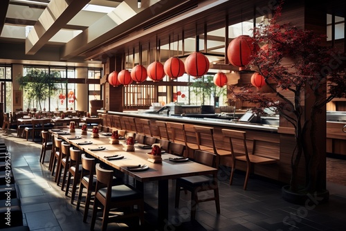 Modern Japanese Restaurant Interior Design Created with Generative AI