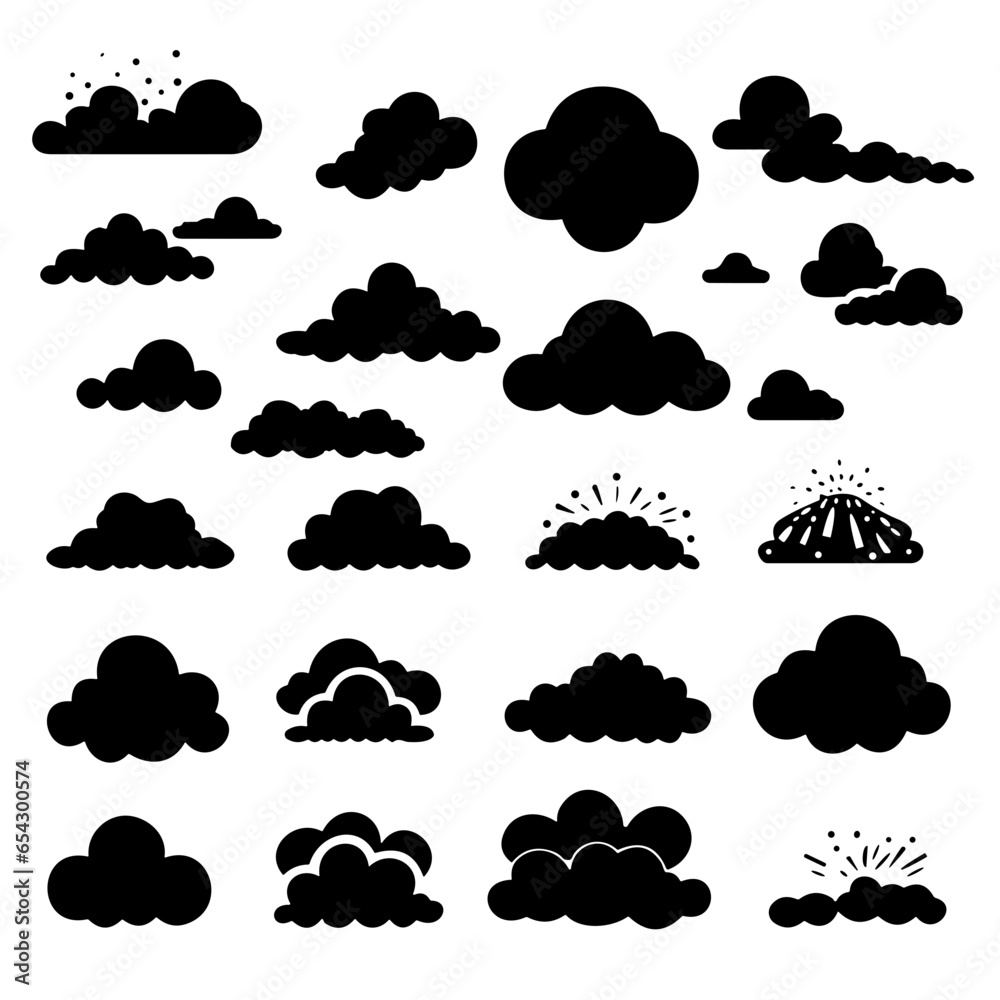 Set of Clouds Silhouette Set of Clouds Silhouette