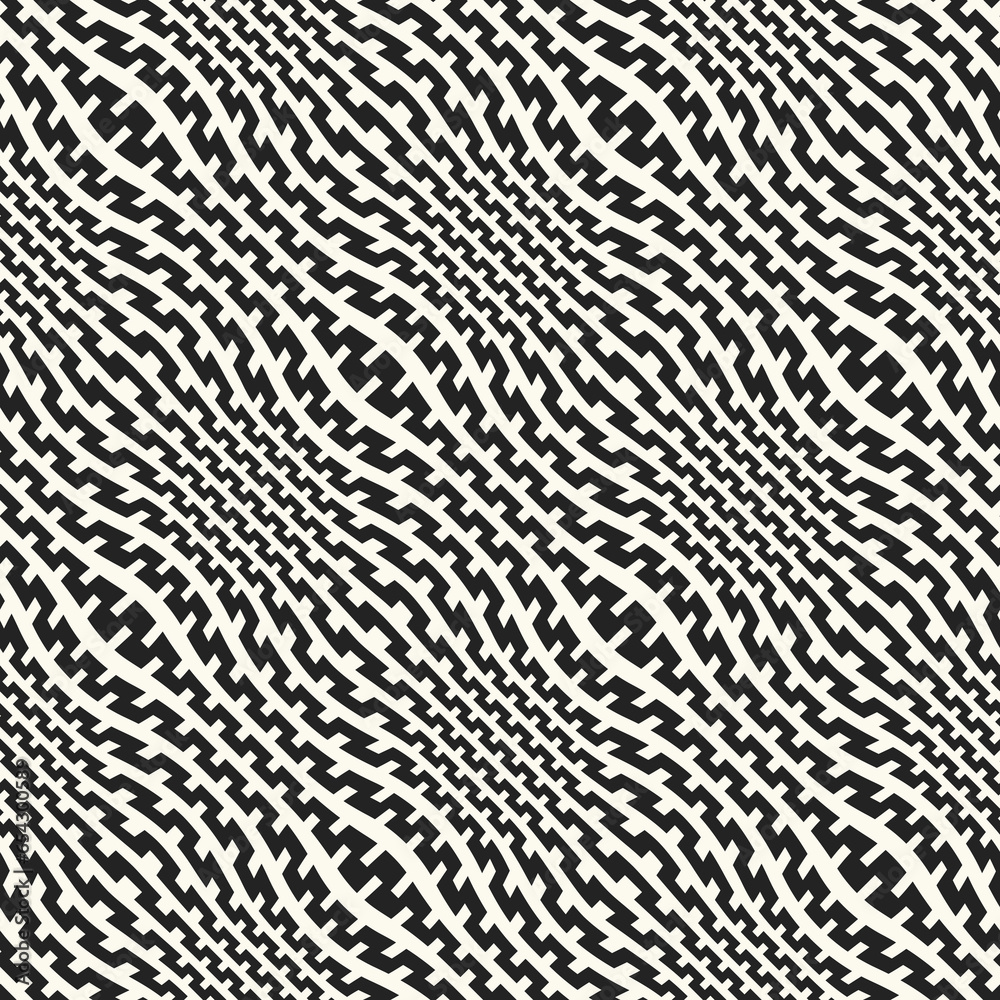 Monochrome Moiré Effect Textured Zigzag Pattern