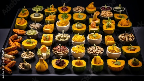 Pumpkin and Squash Dishes and Snacks in a Professional Photography Setting