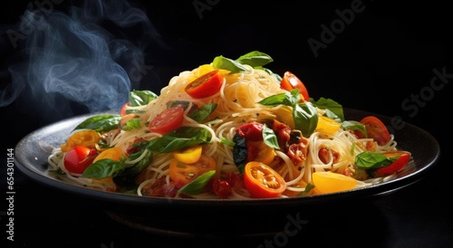 Spaghetti with tomatoes and herbs