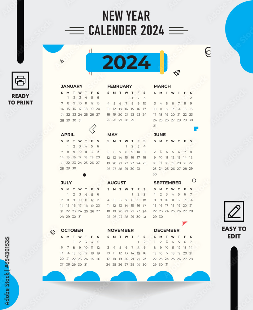 wall calendar template, 2024 calendar, calendar 2024, new year calendar