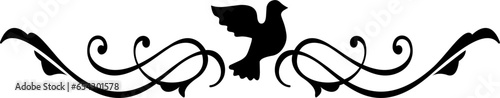 Obraz na płótnie Decorative delimiter separator text with pigeon
w salonie