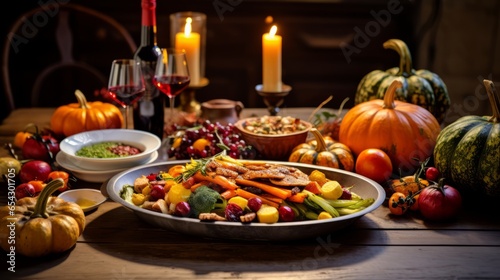 Table of Colorful Holiday Food and Dishes Professional Photo