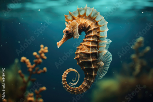 Seahorse floating in the water © Veniamin Kraskov