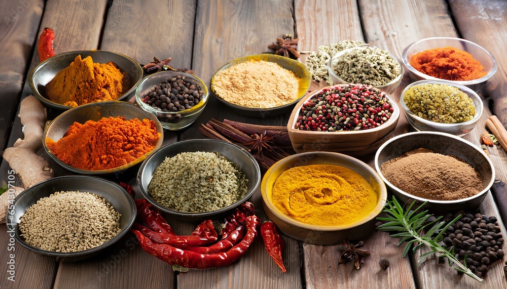 spices and herbs on table spices and herbs on table