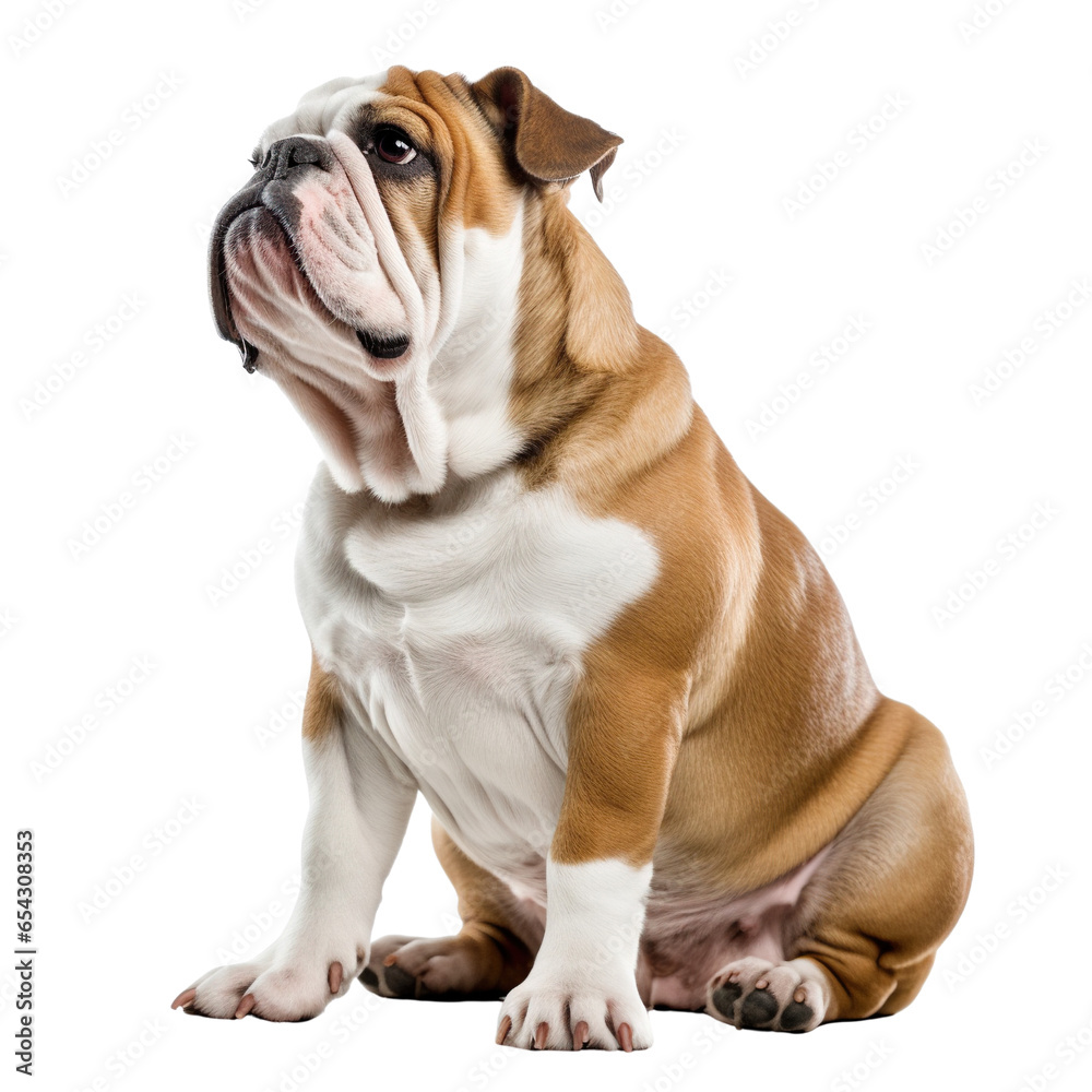English bulldog in side view isolated on white background