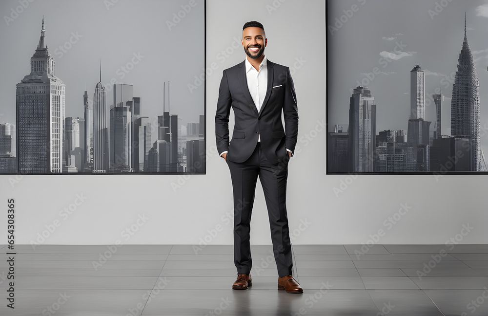 Obraz premium Portrait ceo male standing and smiling on isolated background