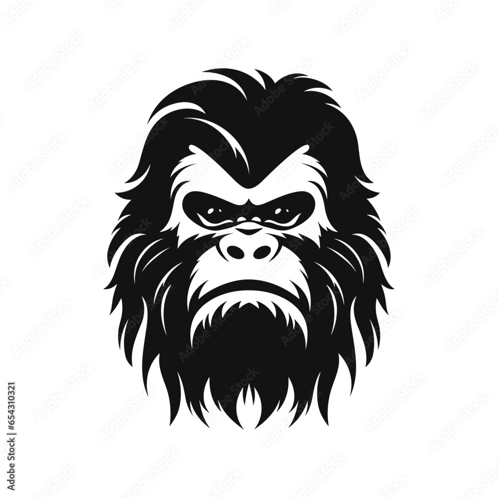 Bigfoot Face Black Color Vector Illustration