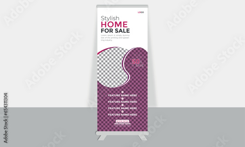 modern home sell vector real estate rollup banner or pullup banner design