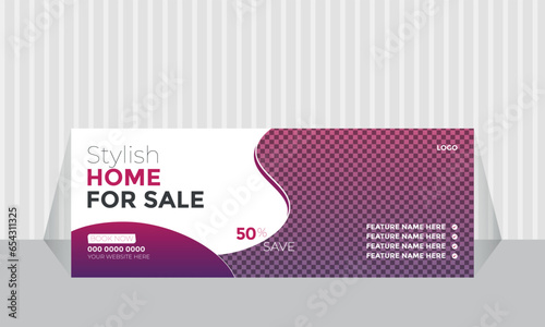 stylish home sale vector real estate facebook cover template design