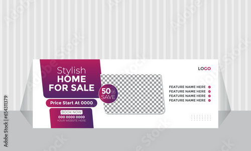 stylish home sale vector real estate facebook cover template design
