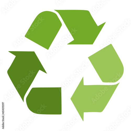 Recycle symbol on white background. Green arrows isolated vector Flat cartoon illustration. Environment save concept, garbage sorting.