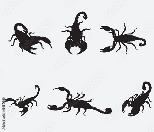 Set of Scorpion Silhouette Vector Art on White Background