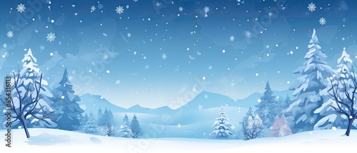 Winter illustration banner background, snow mountain panoramic landscape © leftmade
