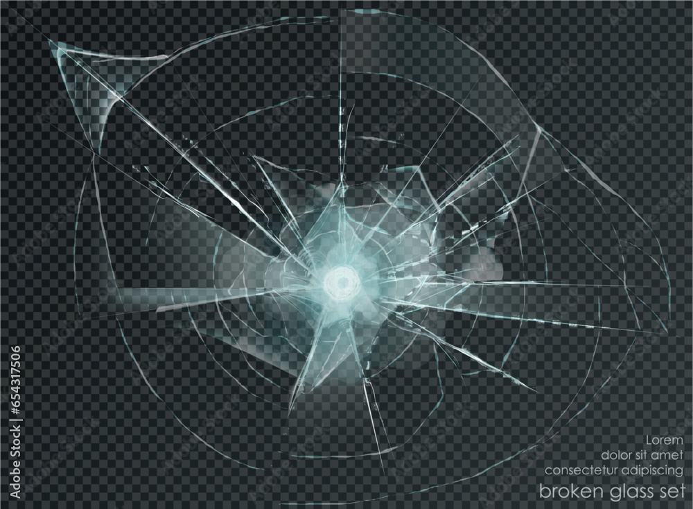 hole broken glass on transparent background hole broken glass on transparent background