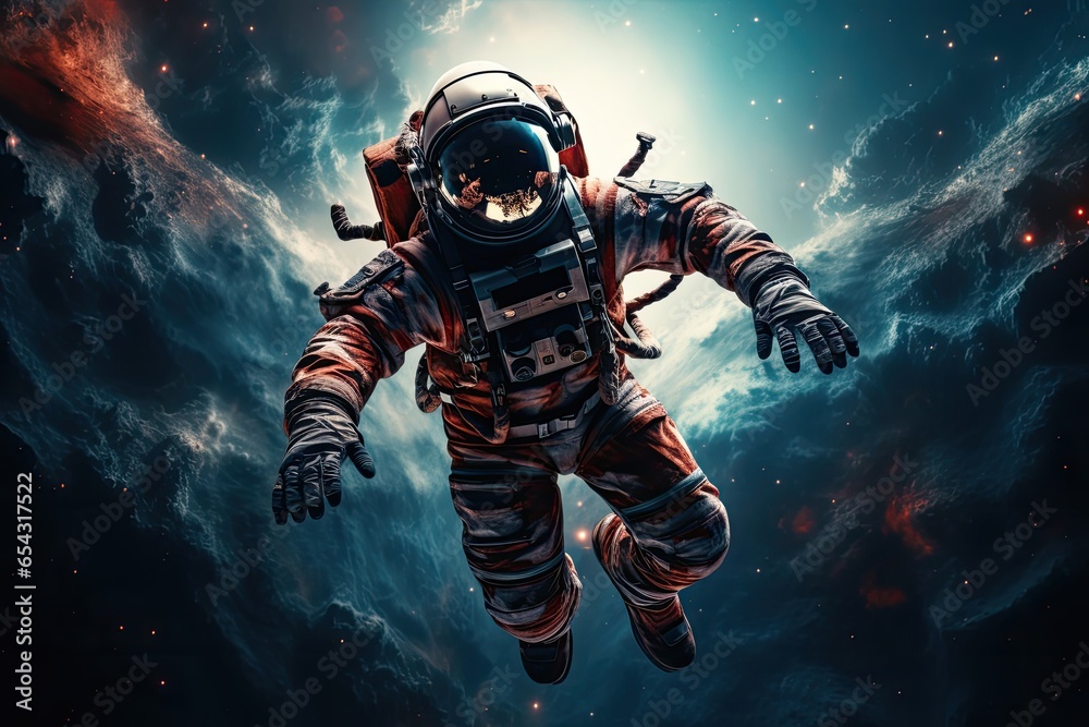 Fototapeta premium astronaut in a spacesuit in outer space 