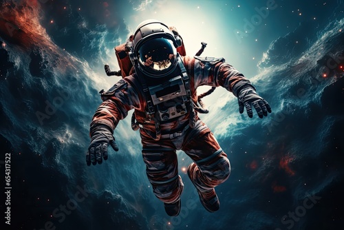 astronaut in a spacesuit in outer space 
