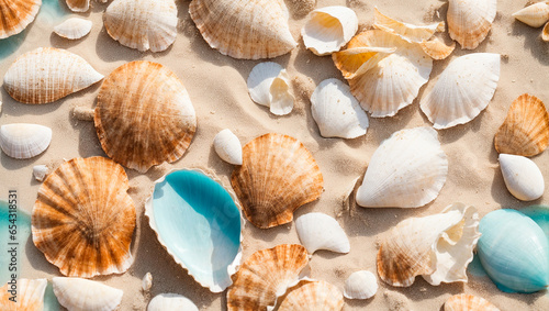 Beautiful seashells on the sand
