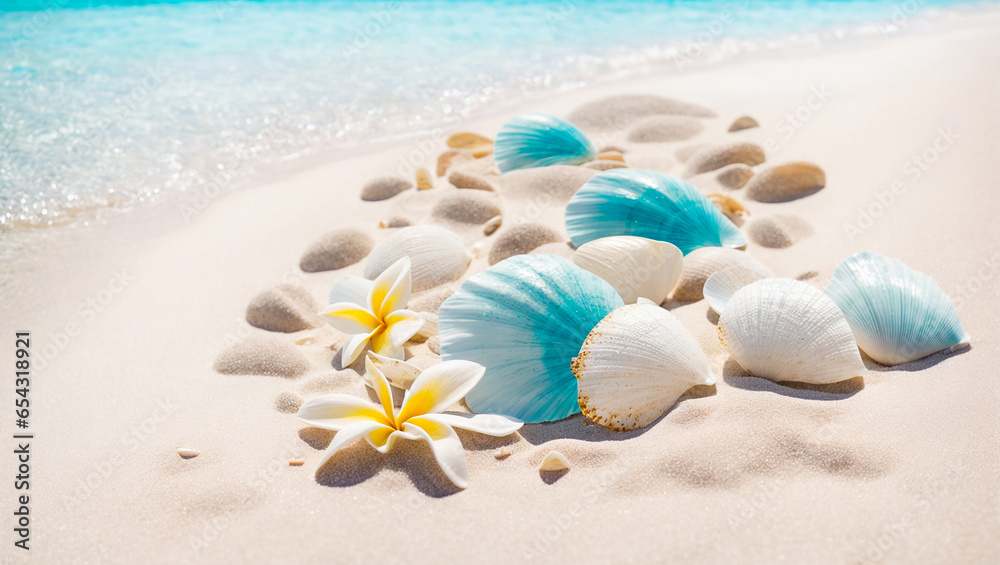 Obraz premium Beautiful seashells on the sand