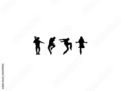 Hip Hop Dancing Silhouette Vector On White Background.