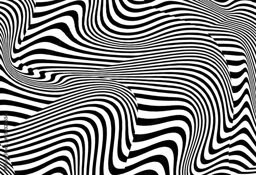 Abstract black and white lines pattern moving seamless background