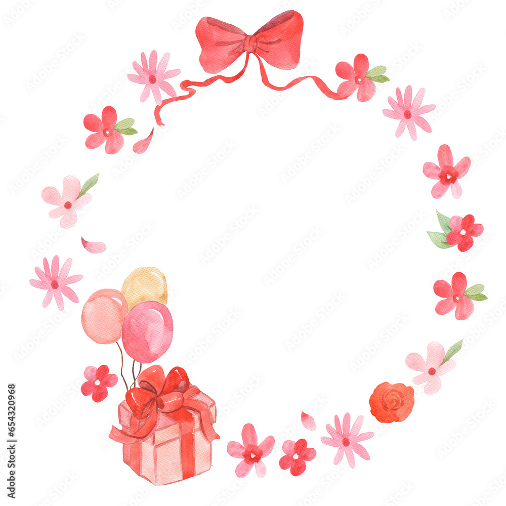 Watercolor flower wreath illustration for kids