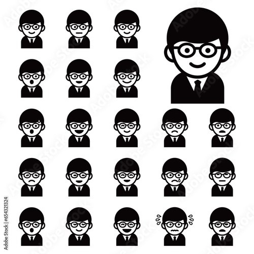 ビジネスマンの喜怒哀楽アイコンセット