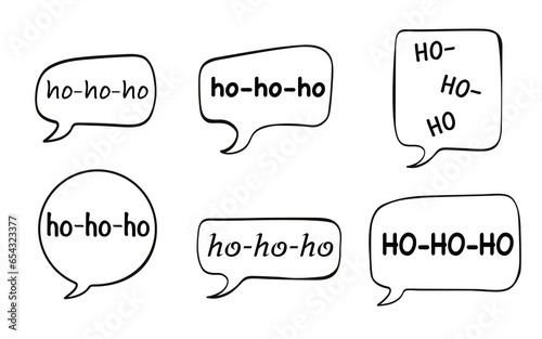 Collection of speech bubbles with a text Ho-ho-ho for Christmas party. Vector illustration isolated on a white background