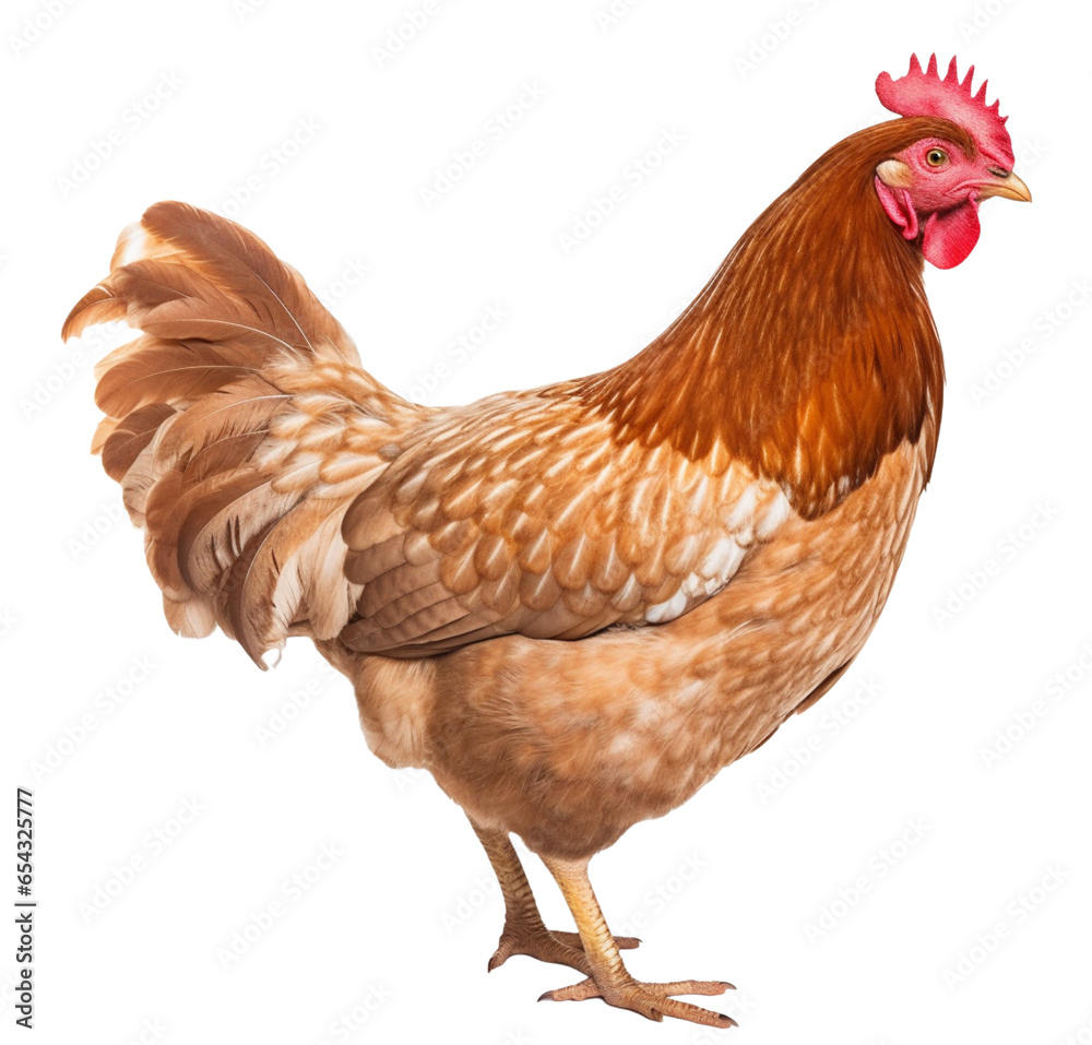 Fototapeta premium Chicken hen isolated on transparent background.