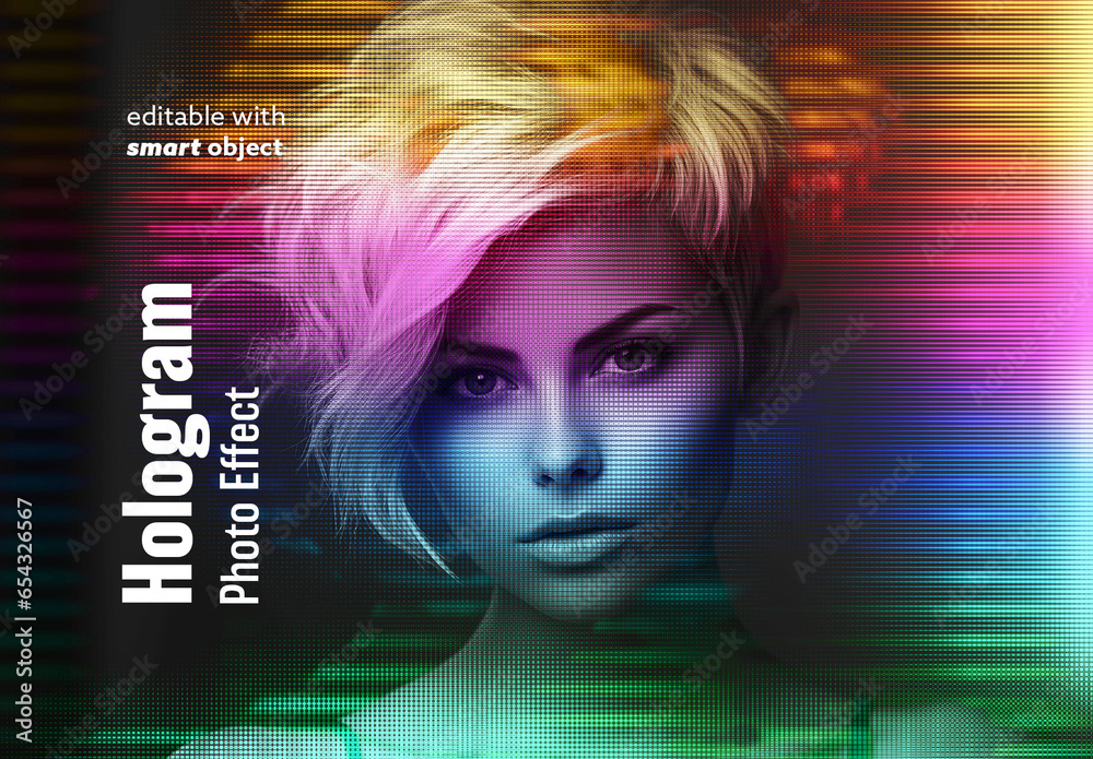 Hologram Photo Effect Stock Template | Adobe Stock