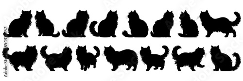 Cat silhouettes set, large pack of vector silhouette design, isolated white background © FutureFFX