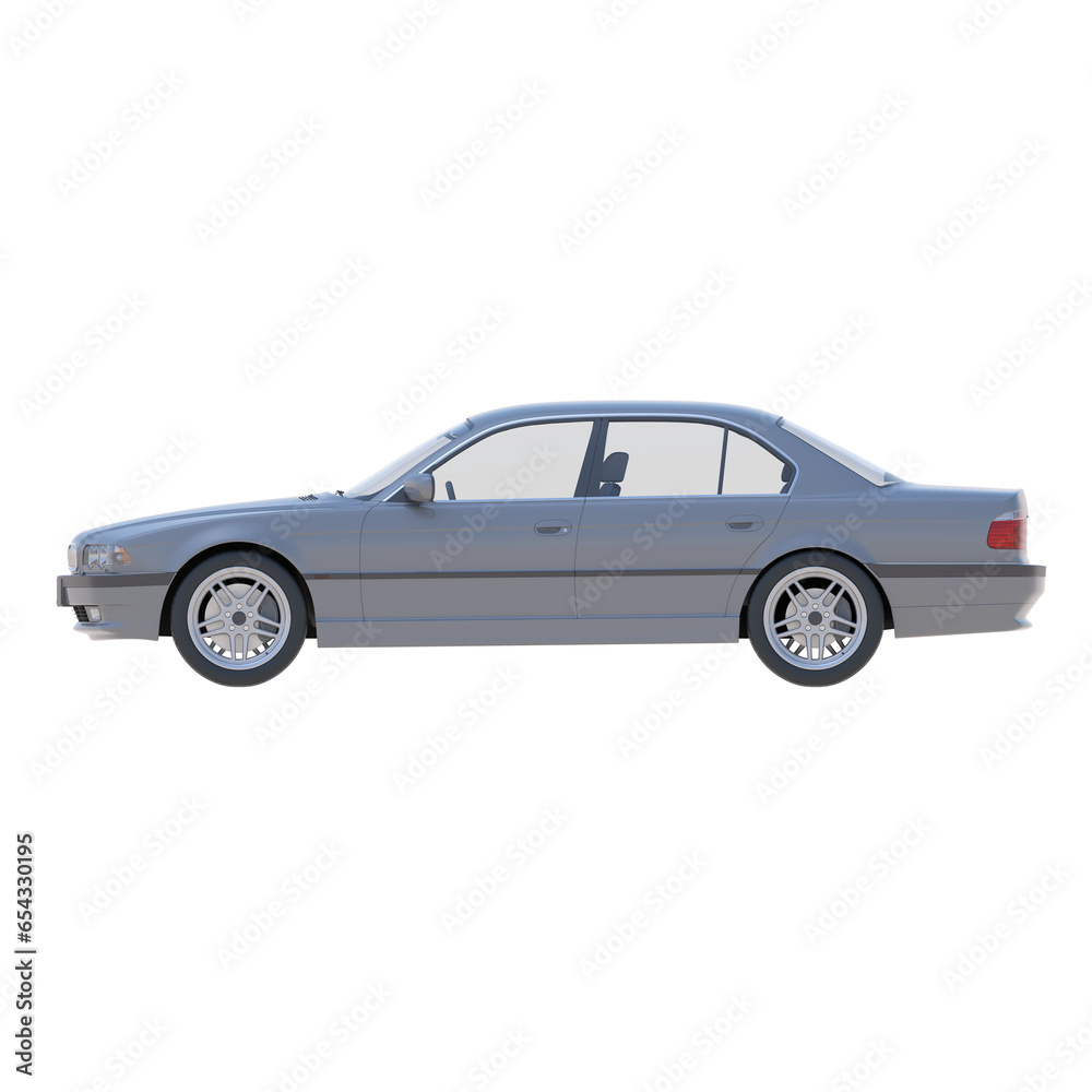 Realistic car on isolated transparency background, side view of car